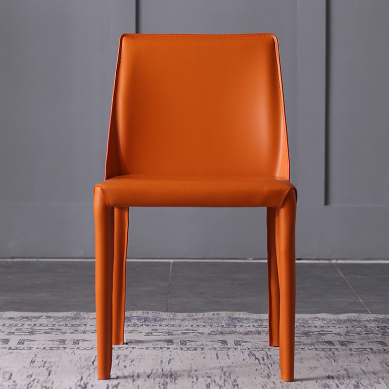 Designer Style Saddle Leather Home Side Chair Parsons Matte Finish Dining Chair(Set of 2)