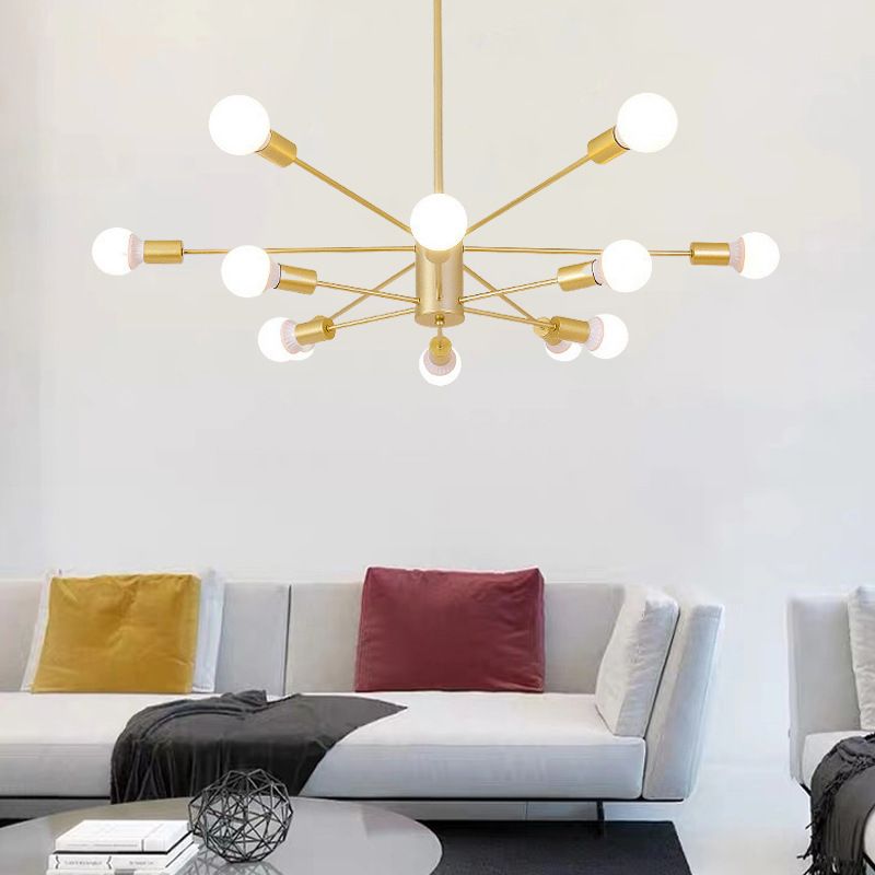 Modern Metal Bare Bulb Chandelier Light Fixtures Cafe Restaurant Hanging Chandelier