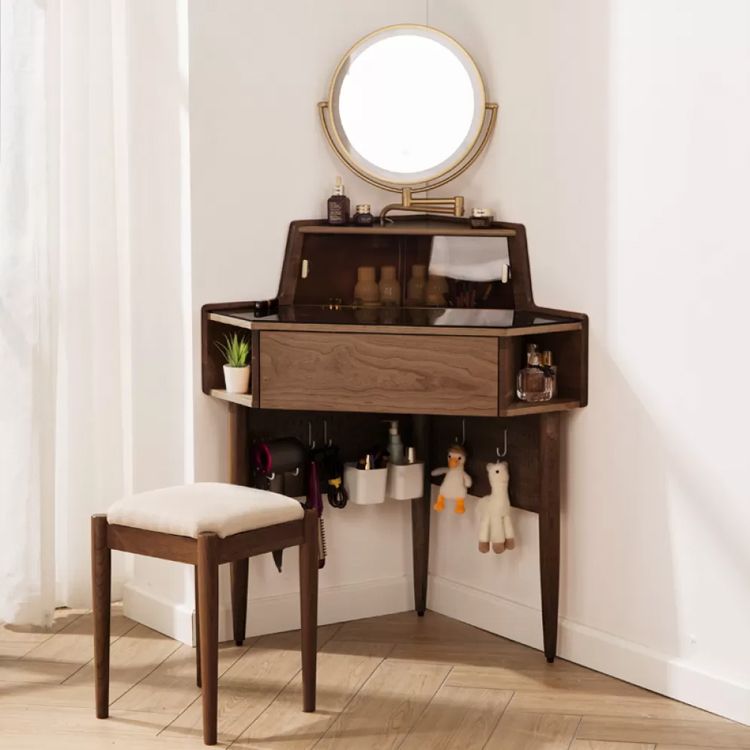 Contemporary Mirrored Glass Drawers Make-up Vanity with Storage for Bedroom