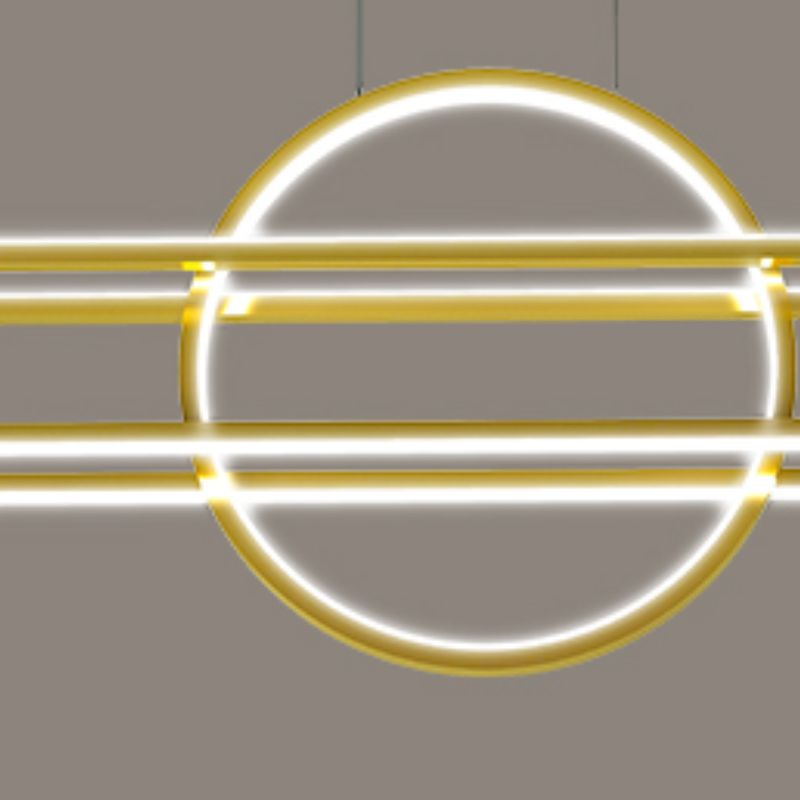 Iron Linear Pendant Ceiling Light Post Modern Kitchen Island Fixture in Black / Gold