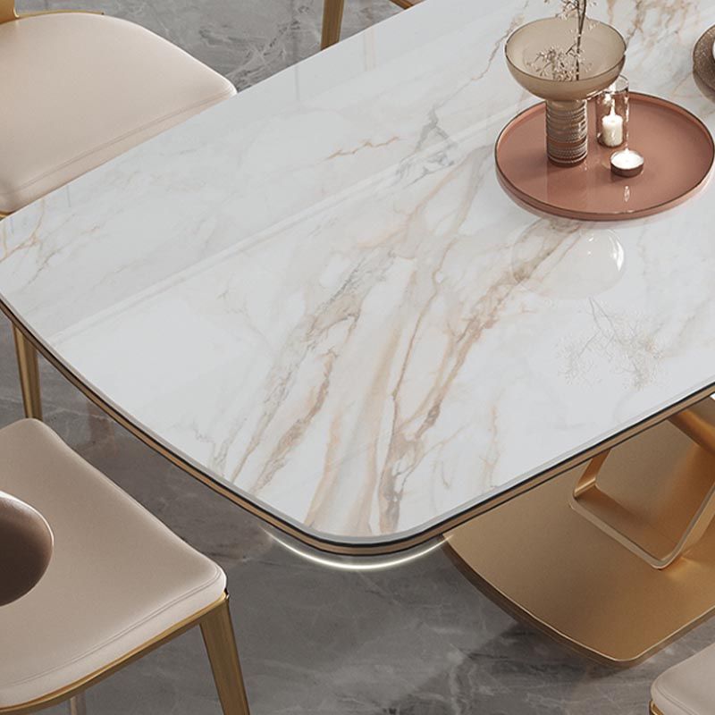 Traditional Luxury Stone Dining Table Gold Pedestal Casual Dining Table