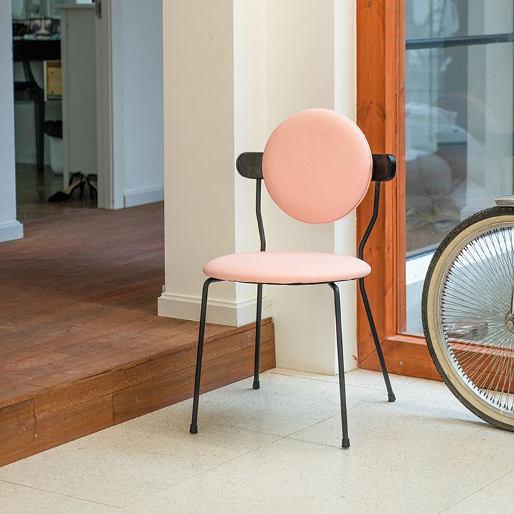 Silla de comedor estilo moderno Silla individual sin brazos de cocina con patas de metal