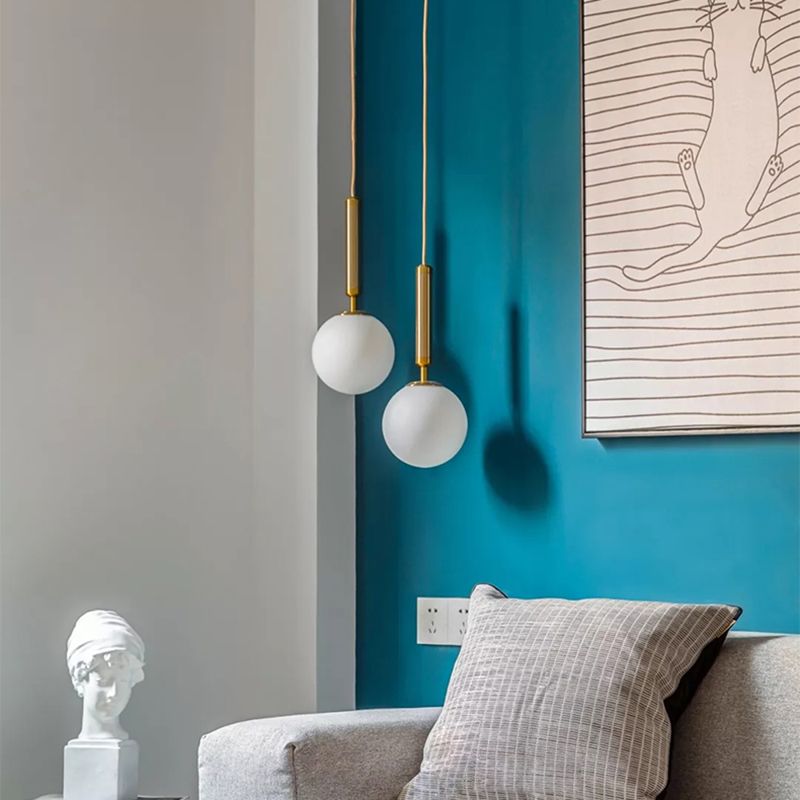 1 Light Spherical Hanging Pendant Modern Style Glass Hanging Lighting for Bedroom