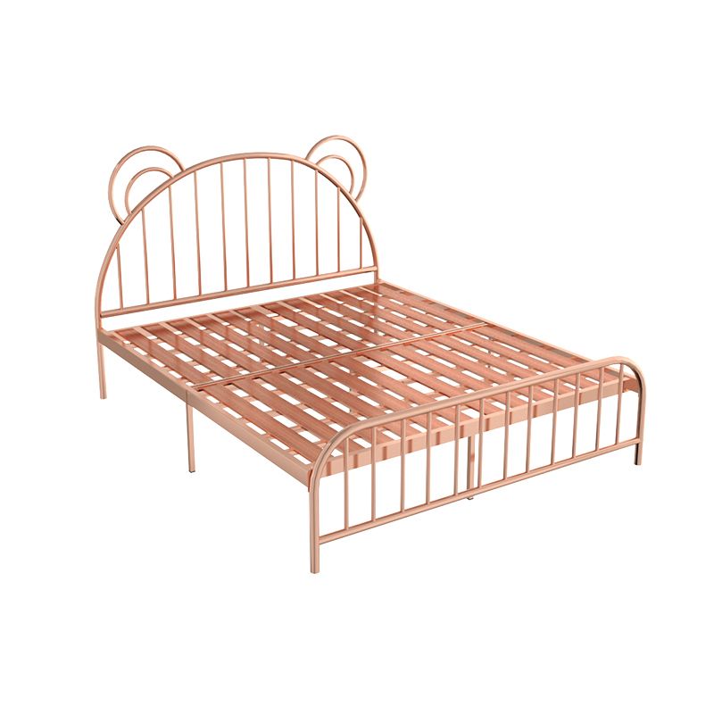 Contemporary Metal Arched Standard Bed with Open-Frame Headboard