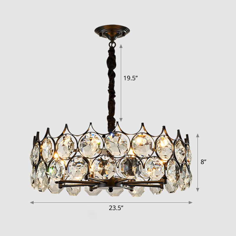 Beveled Cut Crystal Bead Hanging Lamp Postmodern Style Chandelier Pendant Light for Living Room