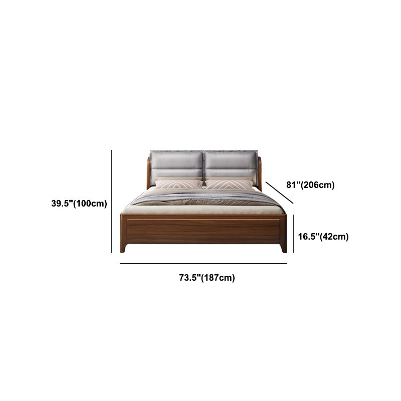 Upholstered Headboard Bed Solid Wood Walnut Bed Low Profile Bed Frame