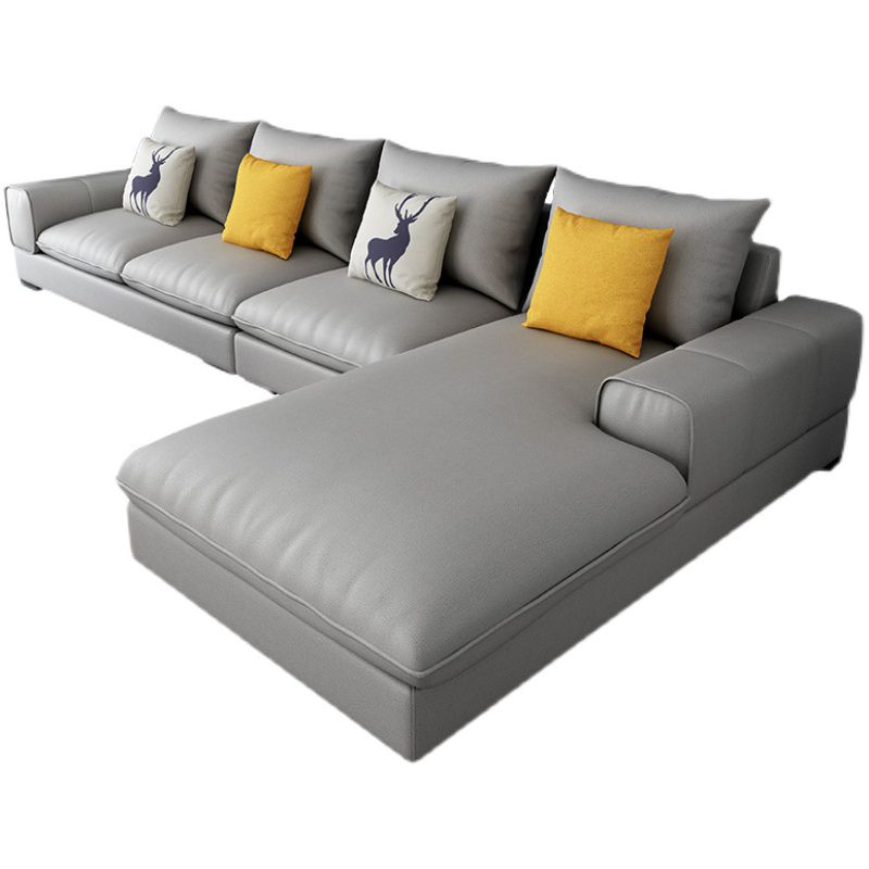 Contemporary L-Shape Sectional with Pillow Back and Recessed Arms for 4 People