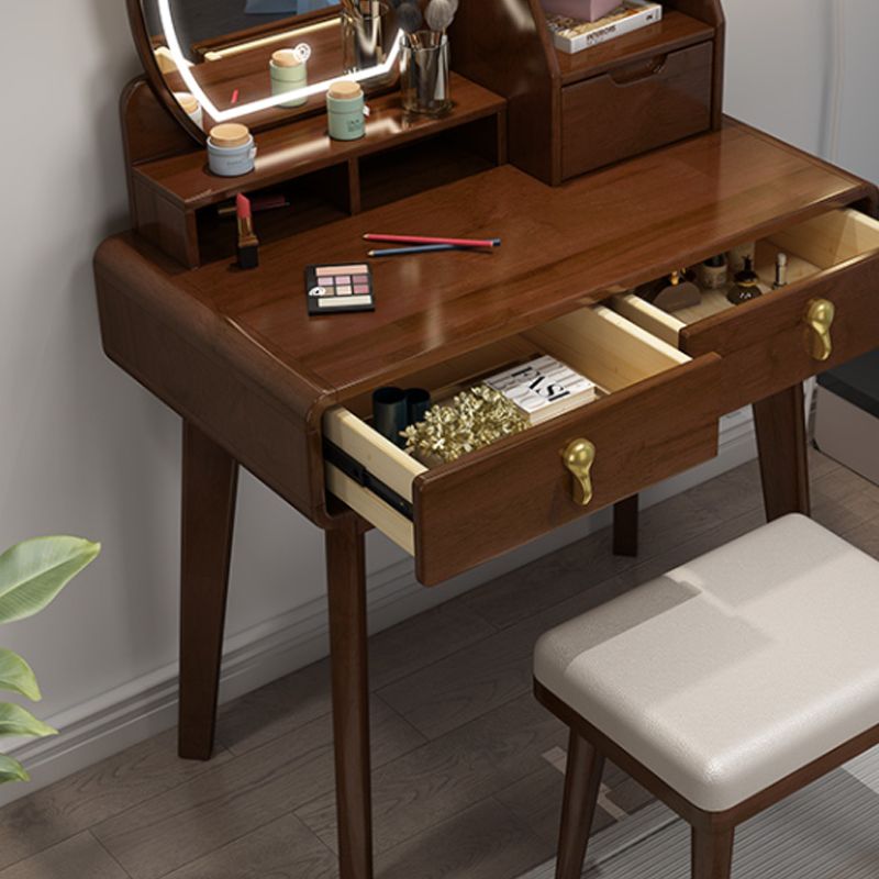 Scandinavian Vanity Set Solid Wood Make-up Vanity with 3 Drawer and Mirror