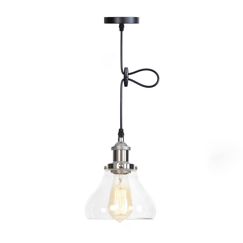 1 lumière suspendue légère à plafond en verre transparent simple pour le restaurant