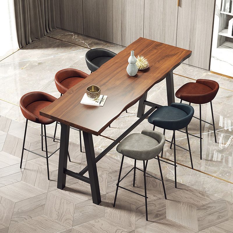 Modern Bar-height Table with Black Legs and Metal Base Bar Table