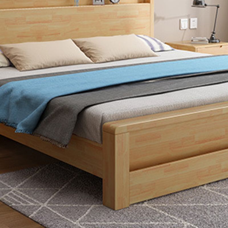 Traditional Panel Bed with Storage 38.58" High Brown Rubberwood Bed