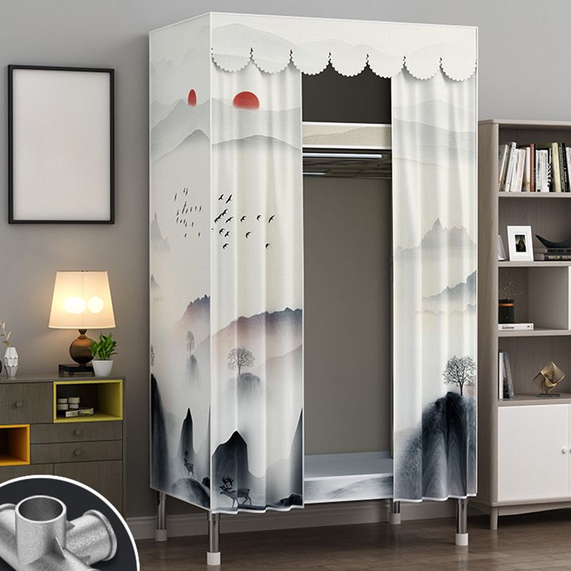 Modern Style Metal Wardrobe 2-Teir Bedroom Wardrobe Closet with Legs