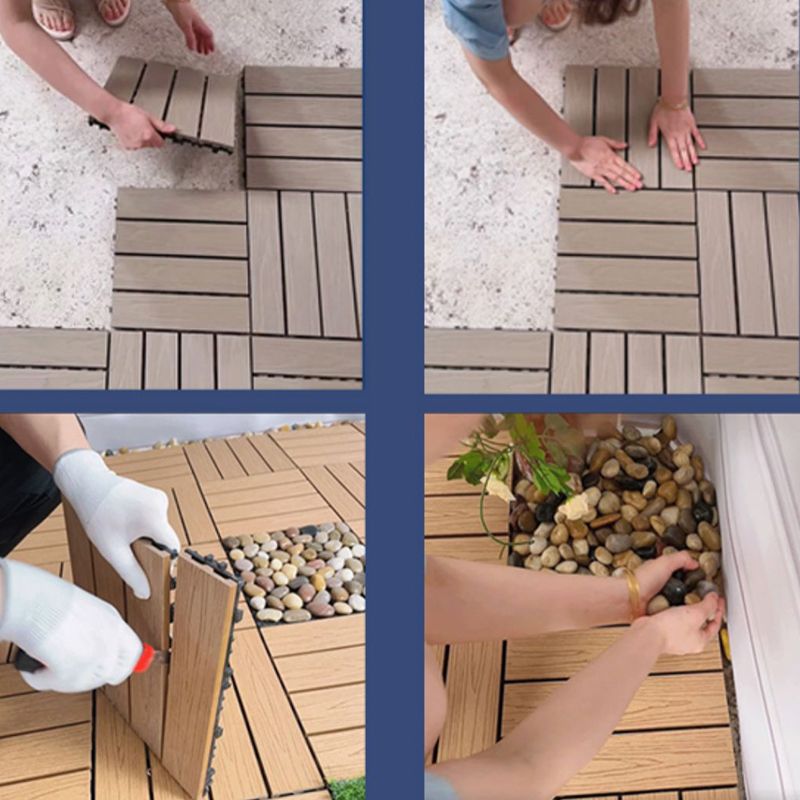 Water-resistant Deck Plank Stripe Composite Square Outdoor Floor Board Patio