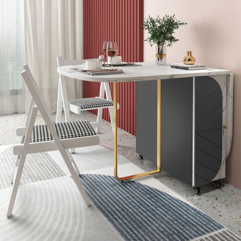 Mesa de comedor moderna de mediados de siglo Mesa de madera ovalada con hoja de caída, 59.1 "L x 31.5" W x 29.5 "H