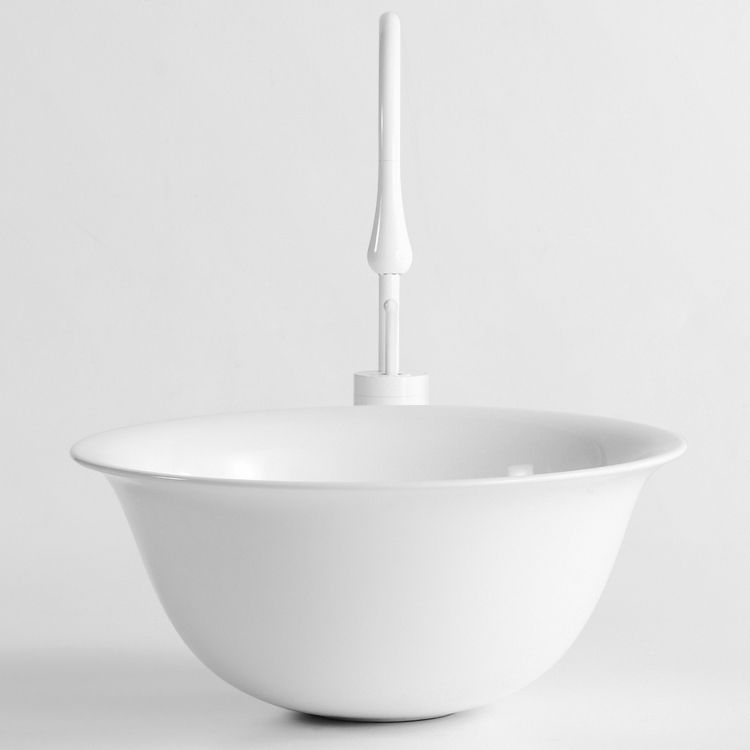 Modern Bathroom Sink Porcelain Round with Pop-Up Drain Vessel Bathroom Sink