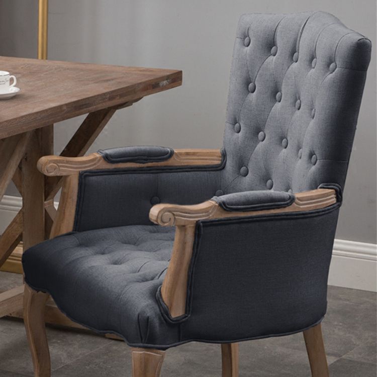Wood French Country Dining Arm Chair with Color Cushion Parsons Chair for Home