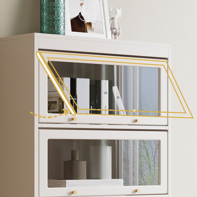 13"W Bookcase Contemporary Style White Bookshelf for Home Office with Doors