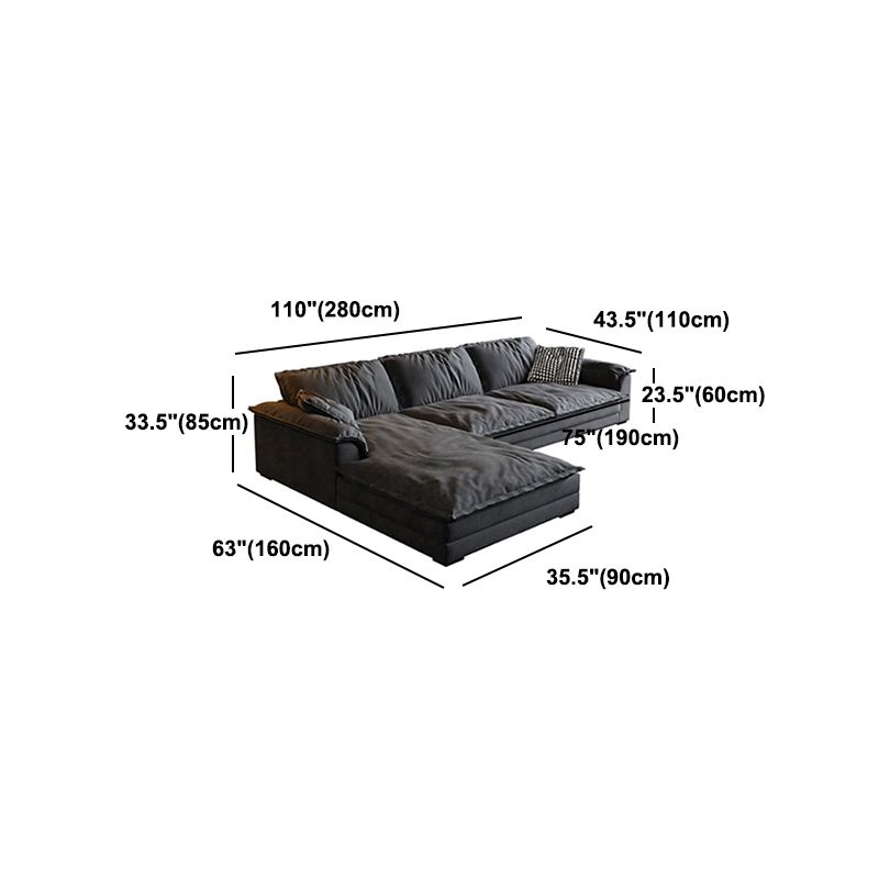 Contemporary Grey Faux Leather Sofa with Pillow Top Arm for Living Room