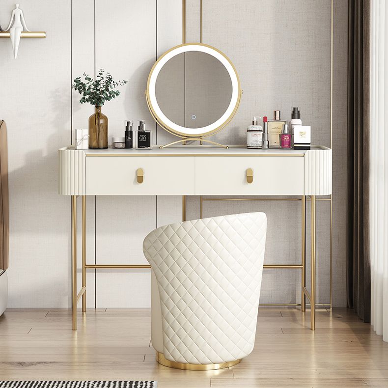 Glame Makeup Counter with Slate Top, Beige Vanity Dressing Table