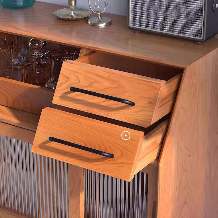 Mid-Century Modern Accent Cabinet with Glass Door and Shelf and 2 Drawers
