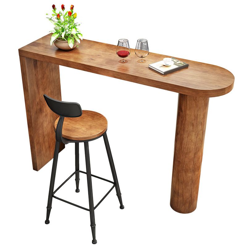 Industrial Style Wood 1/2 Pieces Bar Table Set Rectangle Bar Table for Home