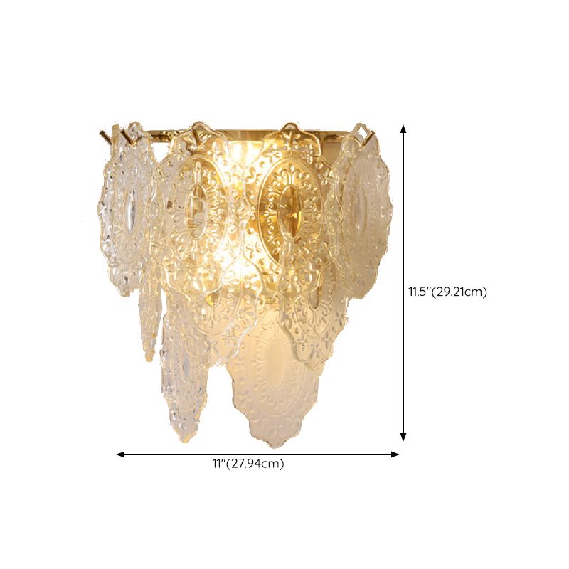 Postmodern Golden Wall Light Fixture with Glass Shade for Sitting Room
