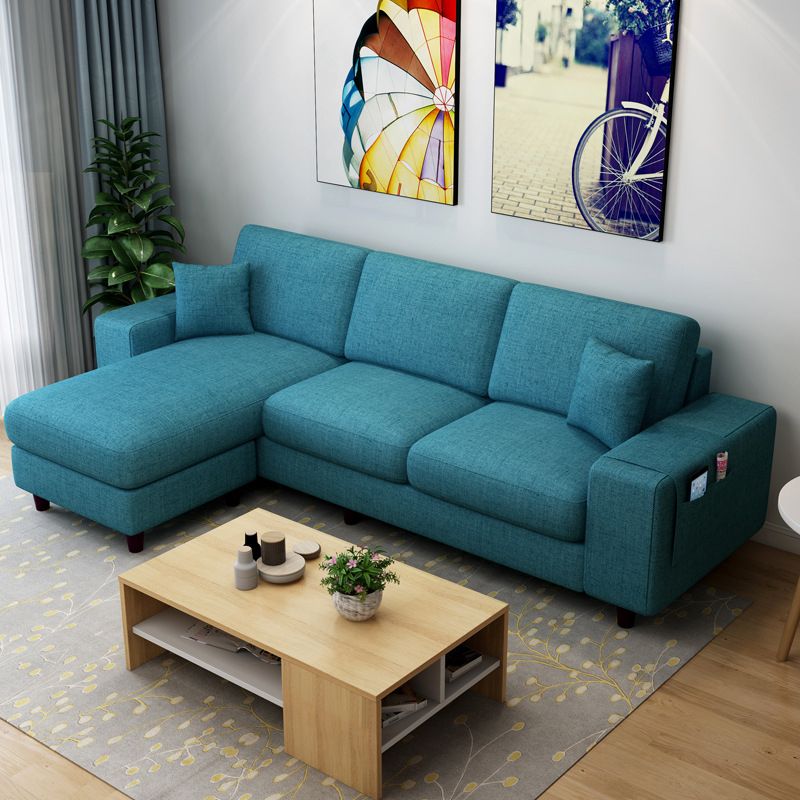Scandinavian Fabric Sectional Sofa Square Arm Sectional with Storage