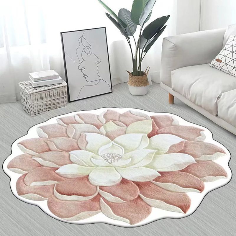 Yellow Flower Carpet Polyester Casual Carpet Washable Rug for Living Room