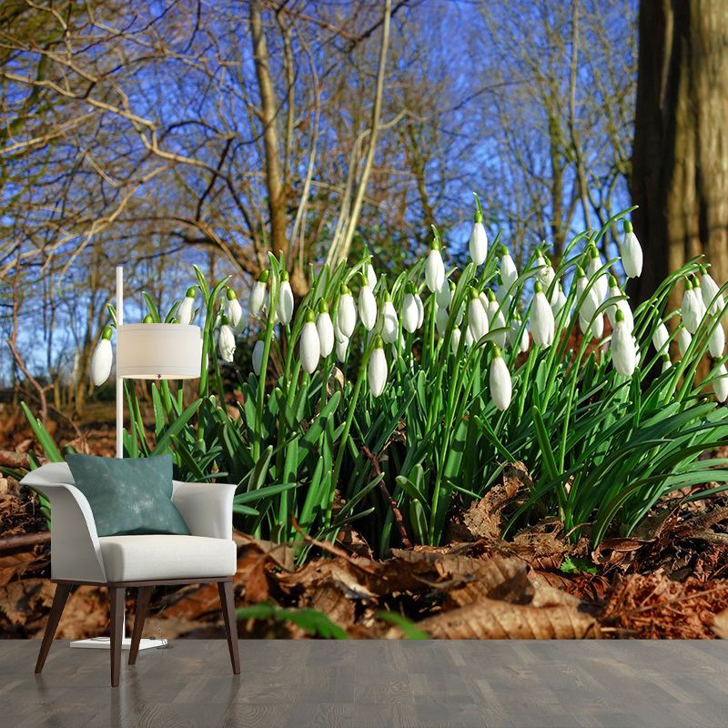 Customized Snow Lotus Mural Wall Covering Eco-friendly Wallpaper for Bedroom