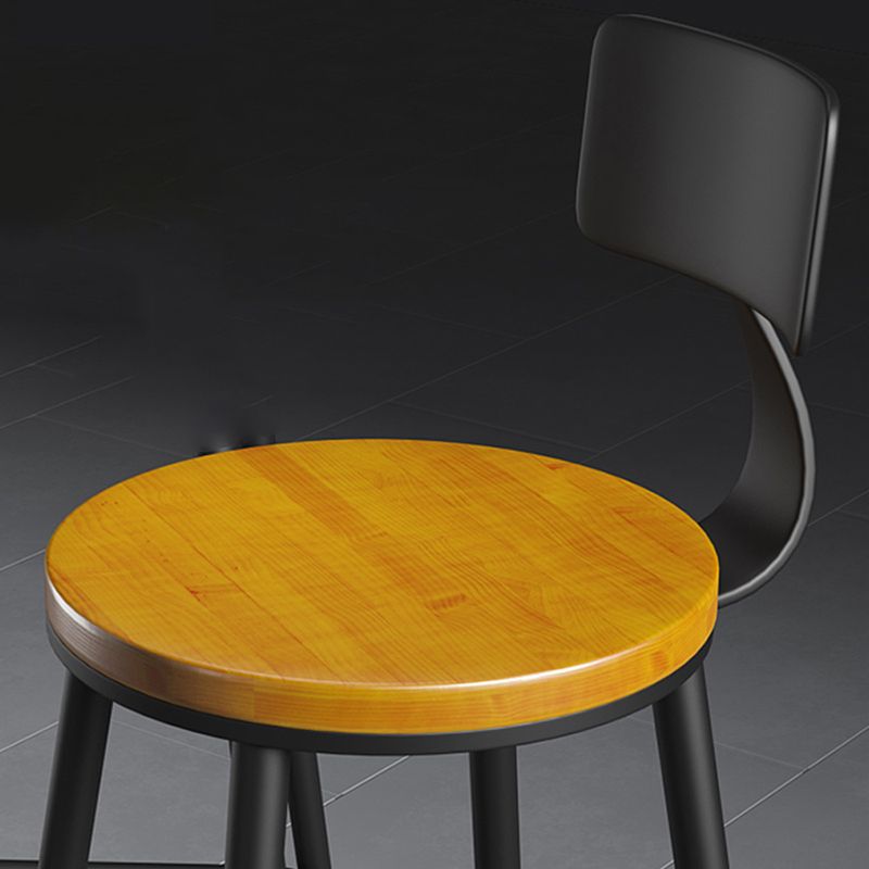 Industrial Metal Armless Bar Stool Wooden Round Bar Chair with Footrest