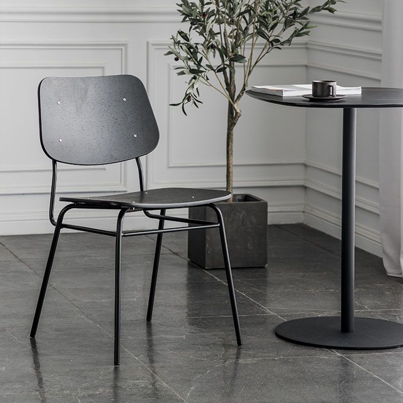 Sillas de comedor sin brazos con respaldo abierto de estilo industrial, sillas de comedor de madera para el hogar