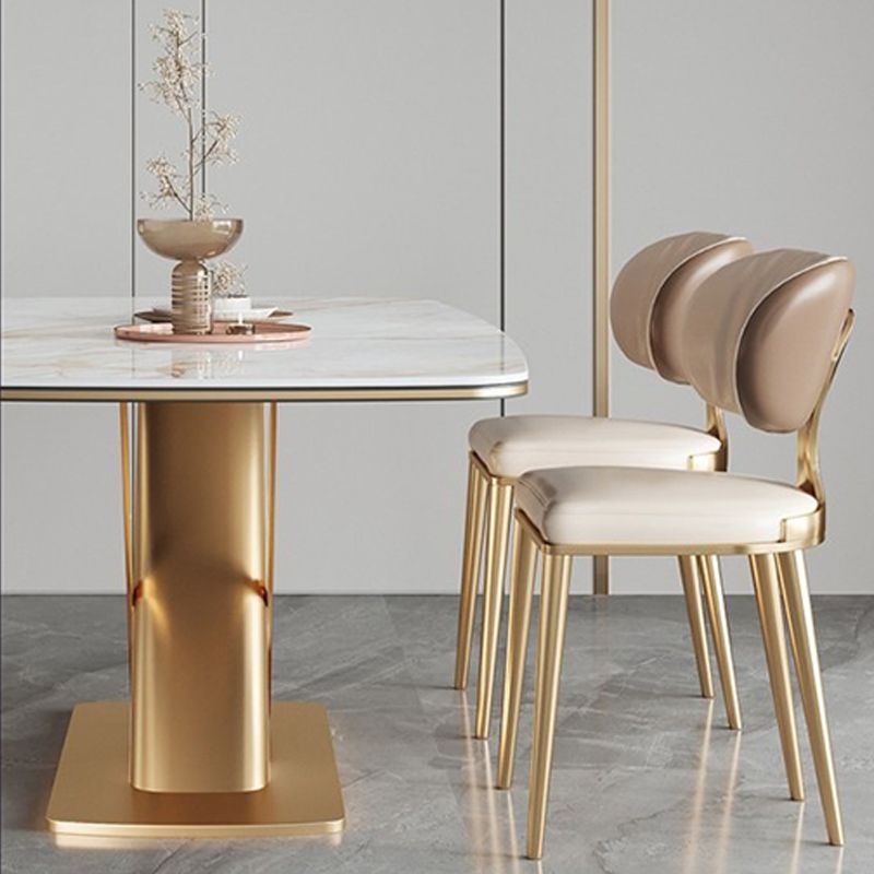 Glam Upholstered Dining Chair Open Back Dining Chair with Metal Legs