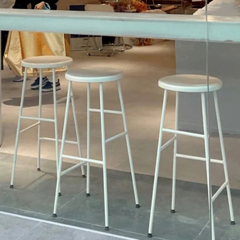 Contemporary Metal Legs Solid Wood Indoor Bar Stool with Footrest