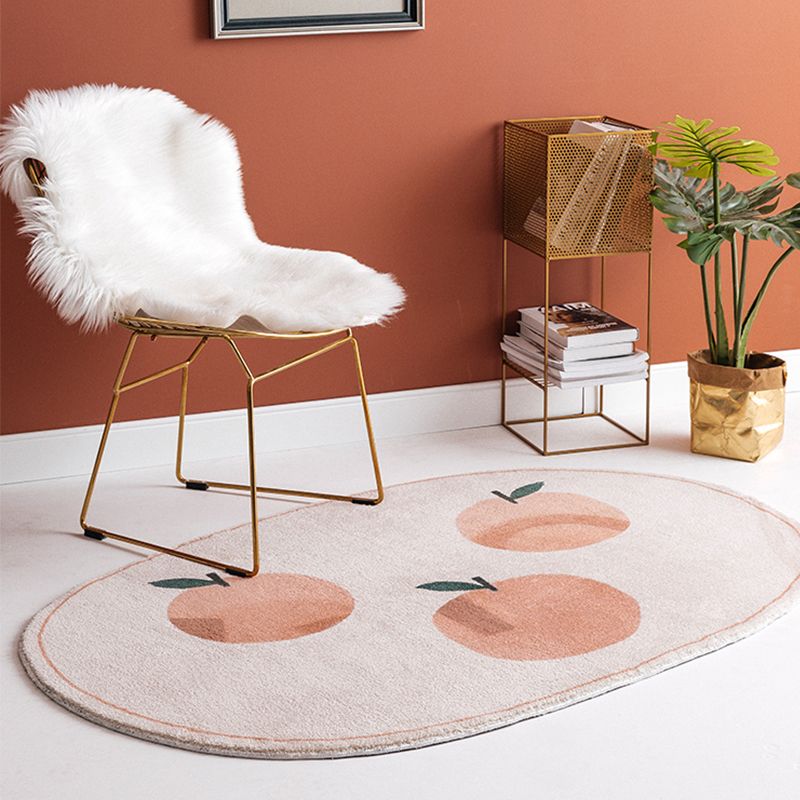 Stylish Fruit Pattern Rug Pink Modernism Rug Polyester Pet Friendly Washable Non-Slip Area Rug for Bedroom
