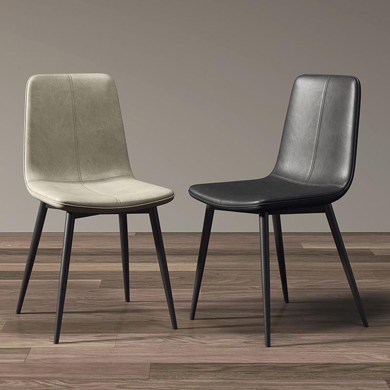 Glam Style Dining Chair Faux Leather Dining Side Chair with Metal Legs