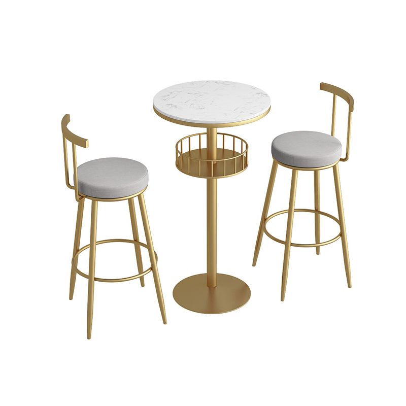 42-inch Height Cocktail Bar Table Modern Metal Base Bar Height Storage Table