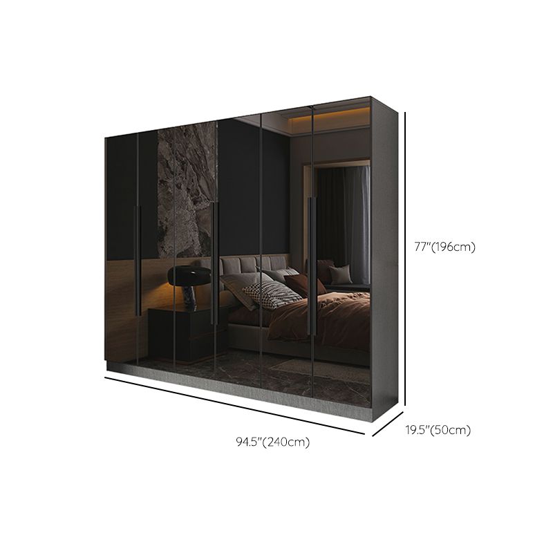 Black Color Glass Wardrobe Soft Close Door Wardrobe Closet for Home