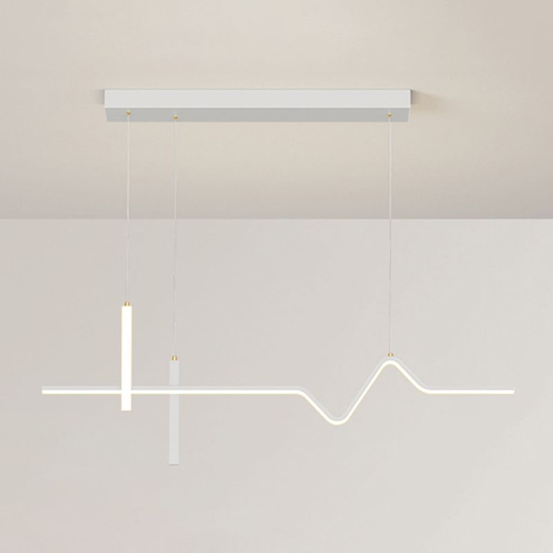 Linear Modern 3 - Light Ceiling Pendant Fixture in Matte LED White Kitchen Island Fixture