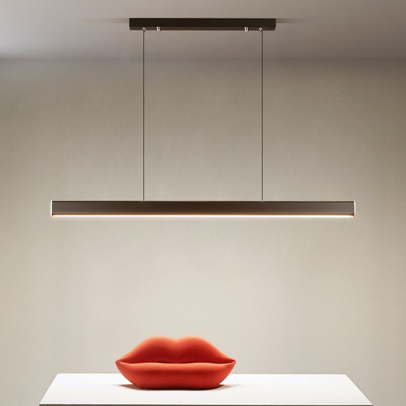 Modern Simple Style Island Lamp Long Strip LED Hanging Light for Dining Room