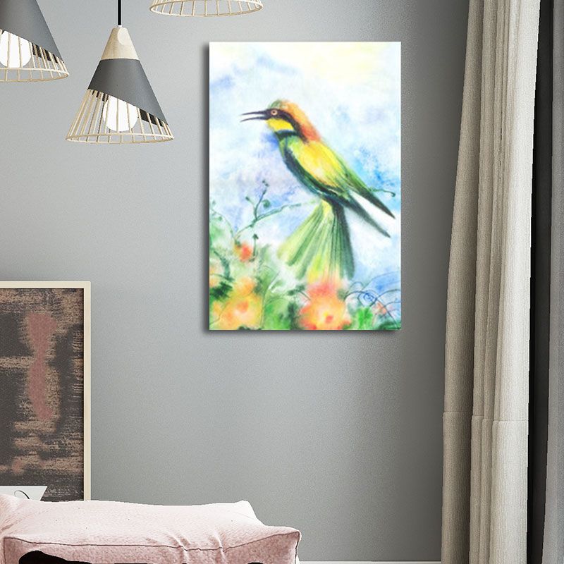 Birds and Flower Blossom Painting Farmhouse Textured Dining Room Canvas Wall Art