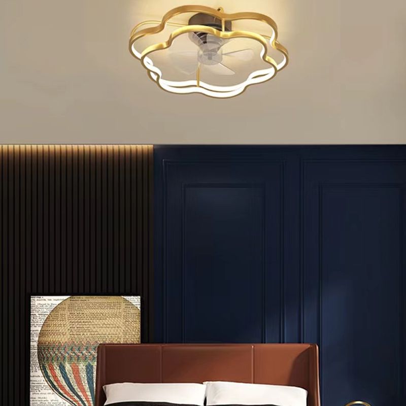 Geometric Shape Metal Ceiling Fans Modern Multi-Lights Ceiling Fan Lamp