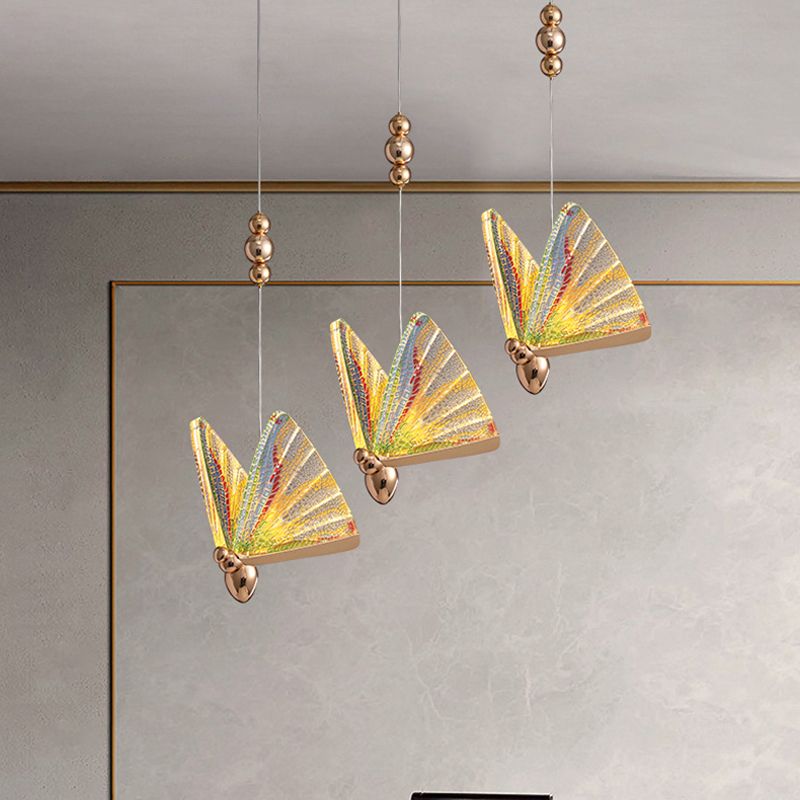 Métal Butterfly Shade Hanging Lights Modern Style 1 Light Hanging Mount Fixture For Dining Room