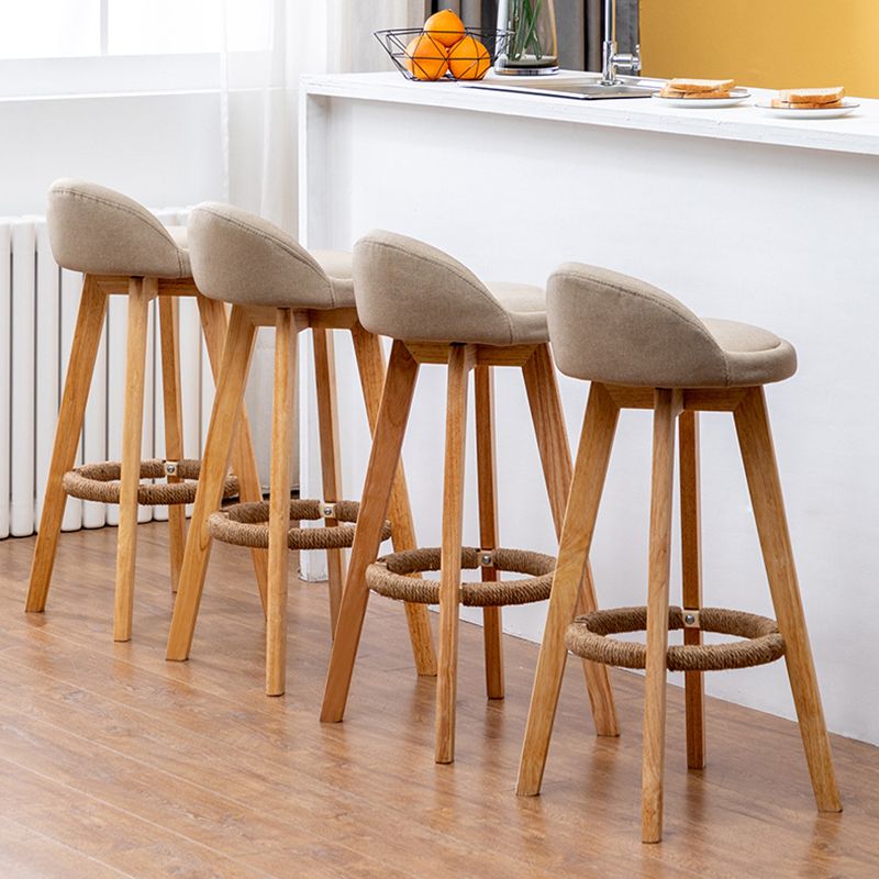 Modern Rubberwood Reception Stool Matte Finish Upholstered Bar Stools