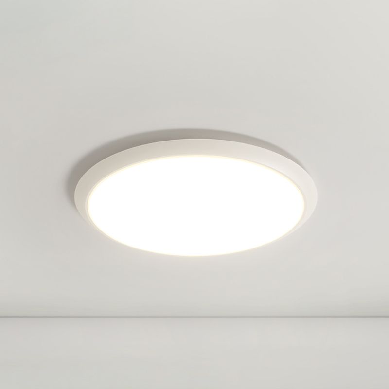 Lámpara de techo empotrada de forma redonda de metal, iluminación empotrada de 1 luz de estilo moderno en blanco