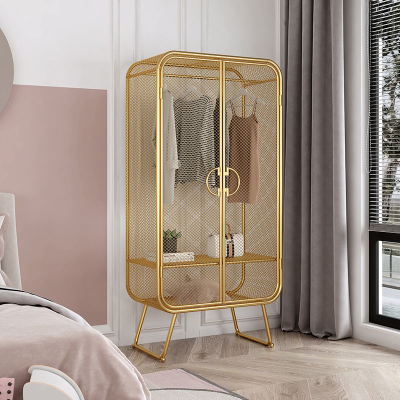 Nordic Iron Grid Wardrobe Long Hanging Storage Metal Storage Cabinet