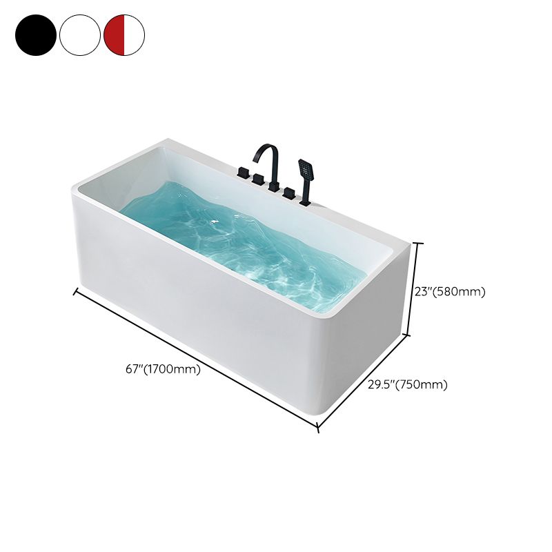 Modern Acrylic Rectangle Bathtub White Back to Wall with Drain Bath Tub