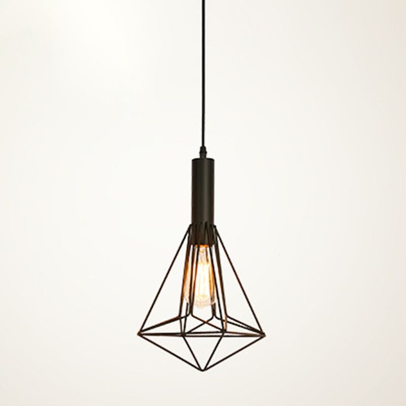 Kit de luz geométrica de estilo industrial Luz colgante colgante de metal en negro