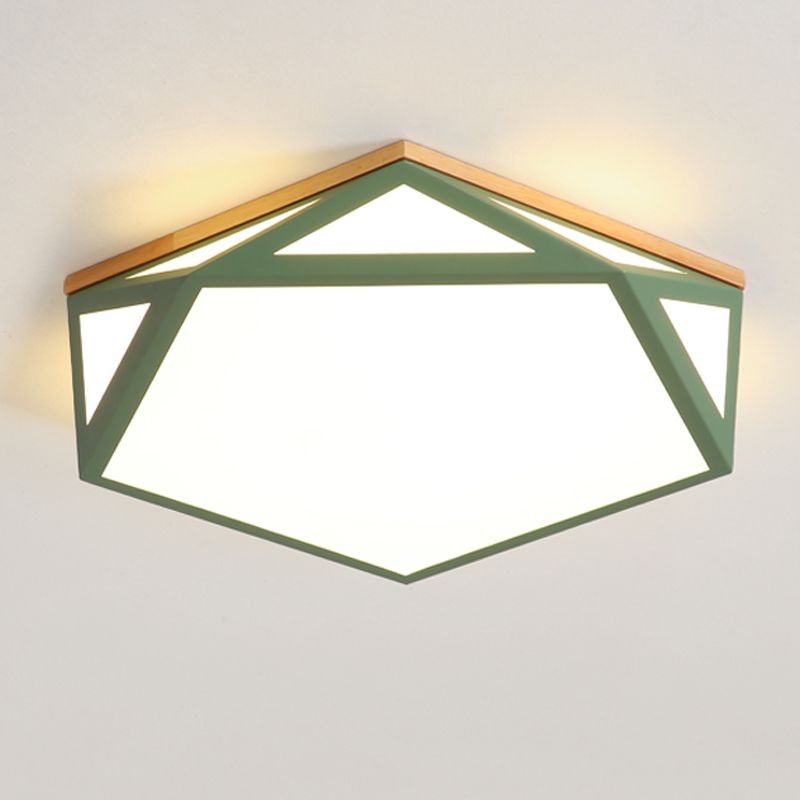 Plafonnier Hexagonal à 1 lumière, éclairage de plafond moderne en métal de Style Macaron pour chambre à coucher