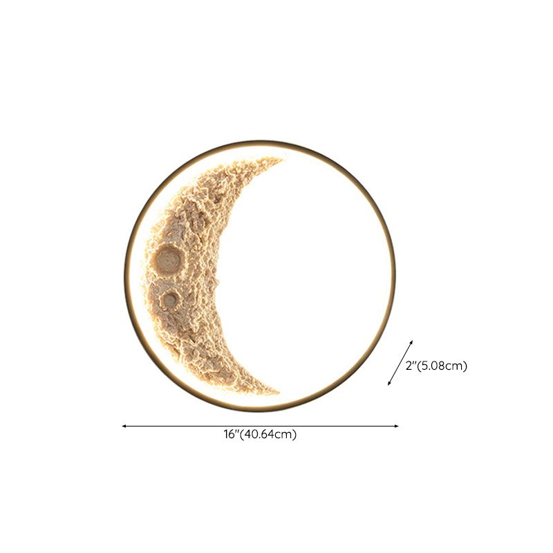 Modern Metal Wall Sconce Circle Shape Wall Light with Resin Shade for Bedroom