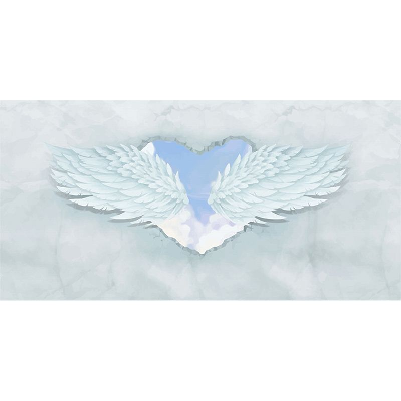 Spreading Wing Mural Decal Soft Color Contemporary Wall Covering for Living Room